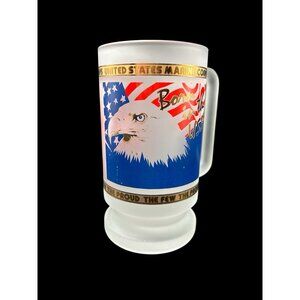 VTG Marine Corps USMC USA The Few The Proud The Brave Frosted Glass Beer Mug